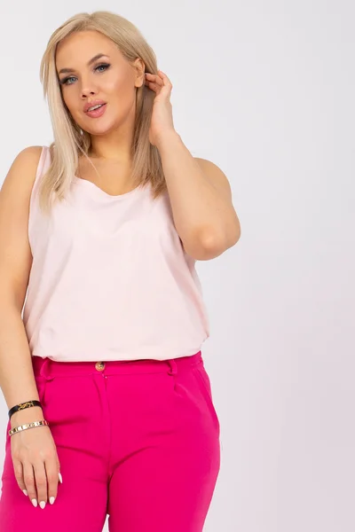 Dámský top Keyla Fashionhunters světle růžový plus size