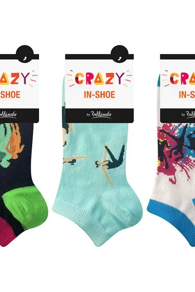 Zábavné nízké crazy ponožky unisex v setu 3 páry CRAZY IN-SHOE SOCKS 3x - Bellinda - modrá