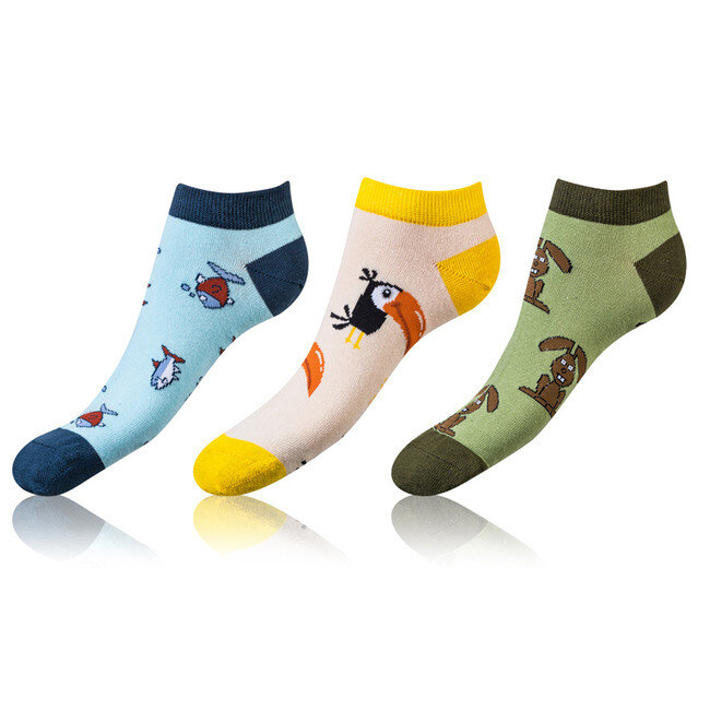 Zábavné nízké crazy ponožky unisex v setu 3 páry CRAZY IN-SHOE SOCKS 3x - Bellinda - hnědá, 35 - 38 i454_BE481005-719-38