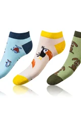 Zábavné nízké crazy ponožky unisex v setu 3 páry CRAZY IN-SHOE SOCKS 3x - Bellinda - hnědá