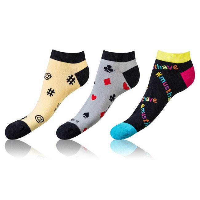 Zábavné nízké crazy ponožky unisex v setu 3 páry CRAZY IN-SHOE SOCKS 3x - Bellinda - žlutá, 35 - 38 i454_BE481005-729-38