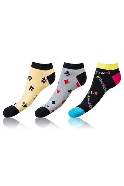 Zábavné nízké crazy ponožky unisex v setu 3 páry CRAZY IN-SHOE SOCKS 3x - Bellinda - žlutá