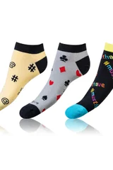 Zábavné nízké crazy ponožky unisex v setu 3 páry CRAZY IN-SHOE SOCKS 3x - Bellinda - žlutá