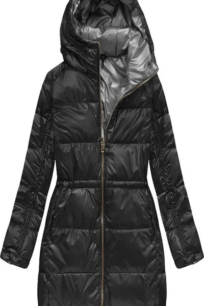 Zimní černá bunda s kožešinou - Dvojstranná elegance z Itálie
