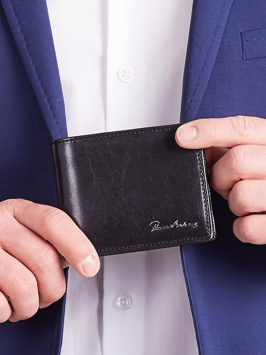Pánská černá kožená podlouhlá peněženka FPrice, jedna velikost i523_2016101764466