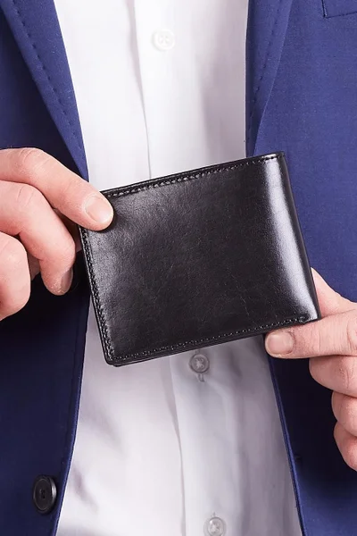 Pánská černá kožená podlouhlá peněženka FPrice