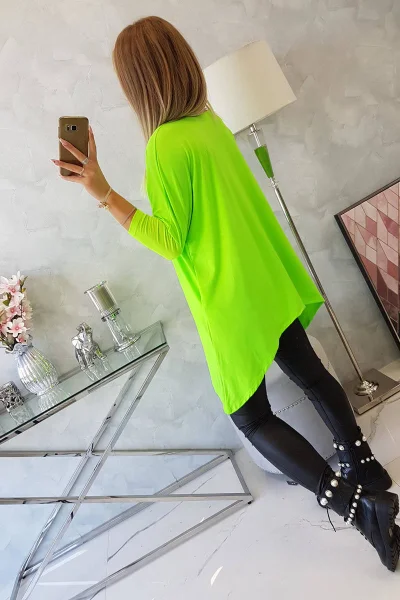 Oversize neonová zelená dámská halenka K-Fashion