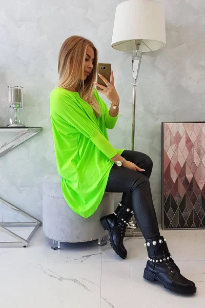 Oversize neonová zelená dámská halenka K-Fashion