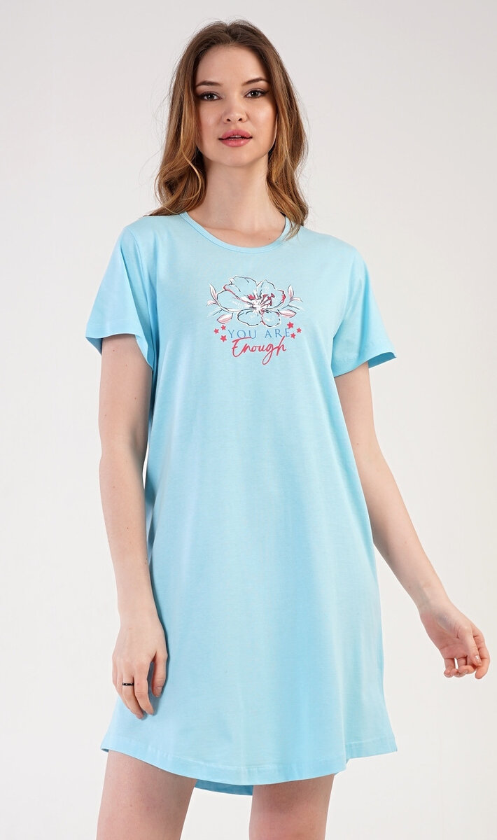Květovaná dámská noční košile Eliška - Vienetta Mentol, S i10_P68020_2:92_