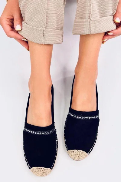 Stylové semišové espadrilky s kamennou aplikací Inello