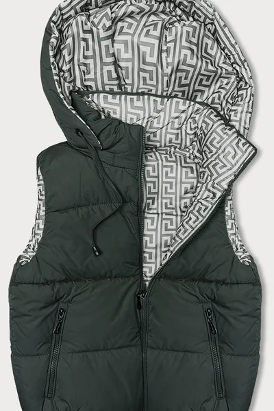 Zimní péřová dámská vesta s kapucí v army stylu od J.STYLE