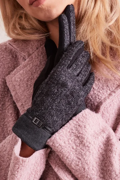 Černé rukavice s pleteným modulem FPrice
