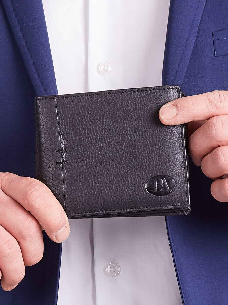 Pánská vodorovná kožená peněženka bez zapínání, černá FPrice, jedna velikost i523_2016101764060