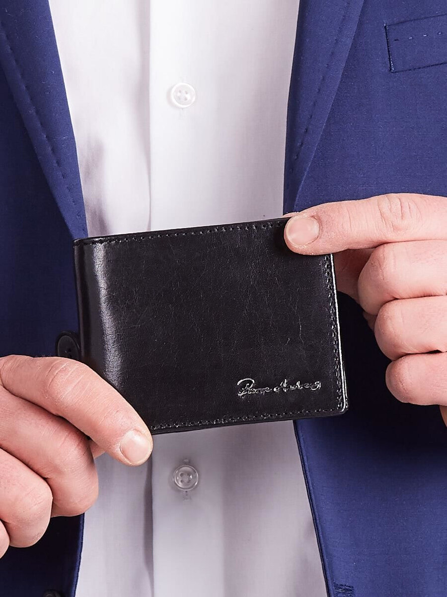 Pánská černá kožená horizontální peněženka FPrice, jedna velikost i523_2016101764565