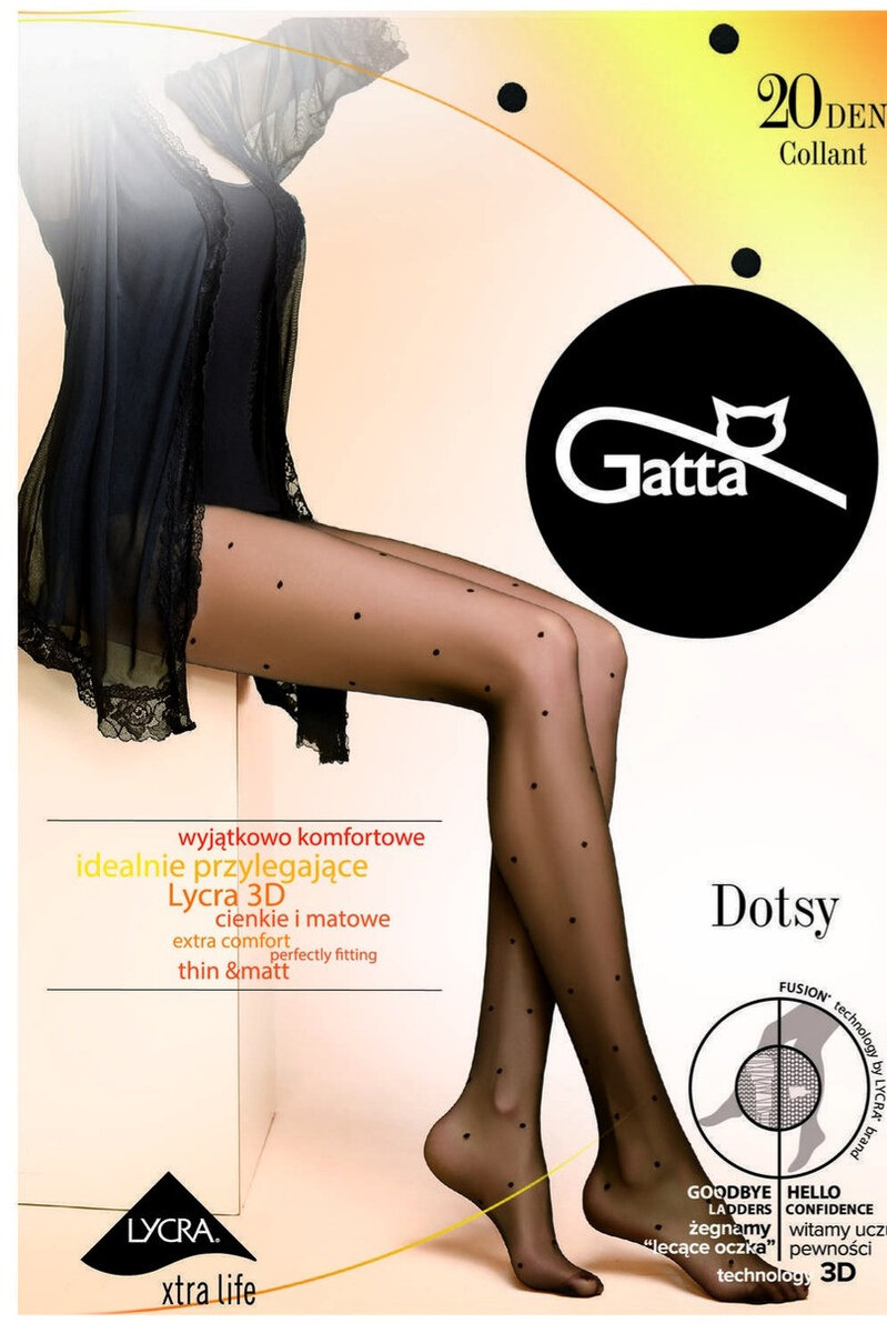 Dámské vzorované punčochové kalhoty DOTSY - 68B Gatta, nero 4-L i170_000664030490