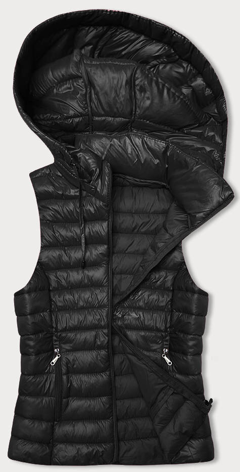 Černá dámská vesta s kapucí a péřovou výplní od J.STYLE, odcienie czerni M (38) i392_22751-47