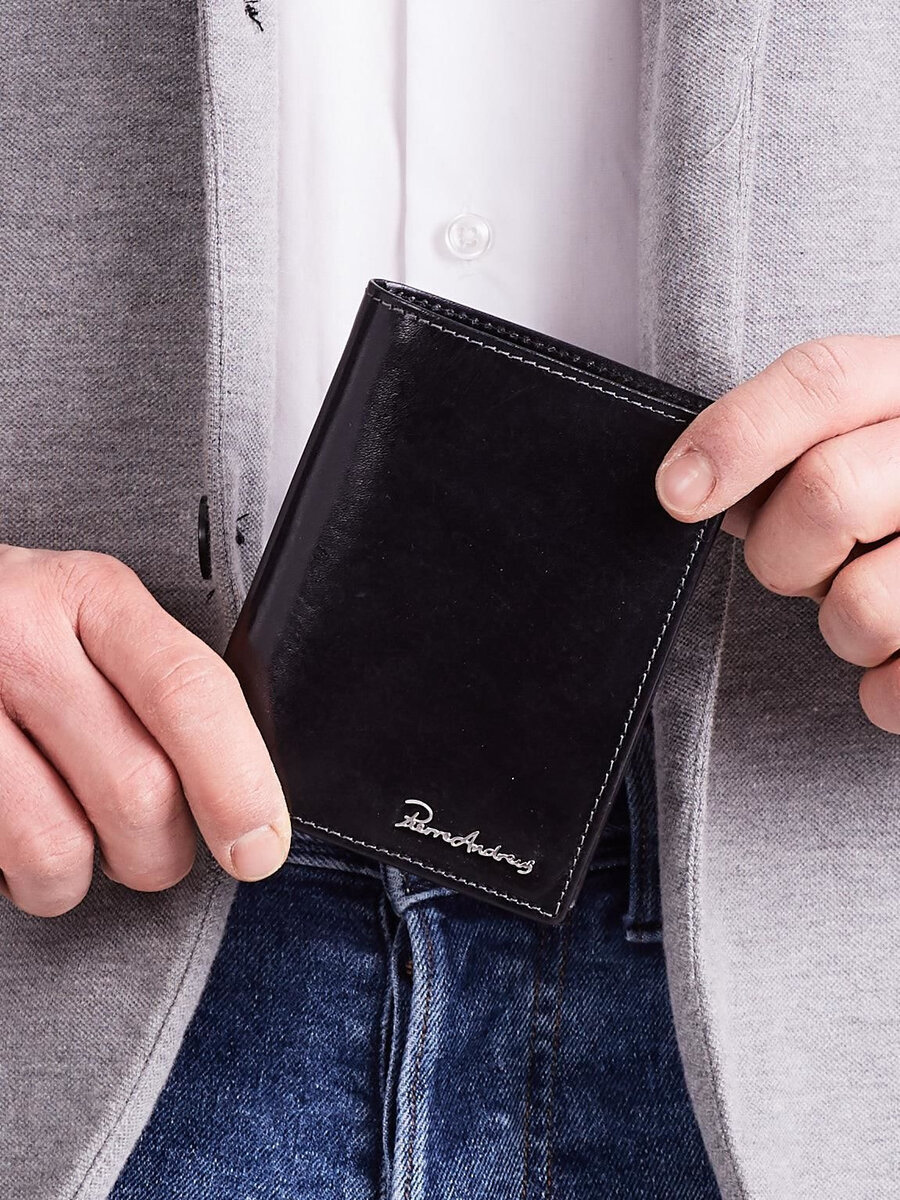 Elegantní pánská černá kožená peněženka FPrice, jedna velikost i523_2016101764534