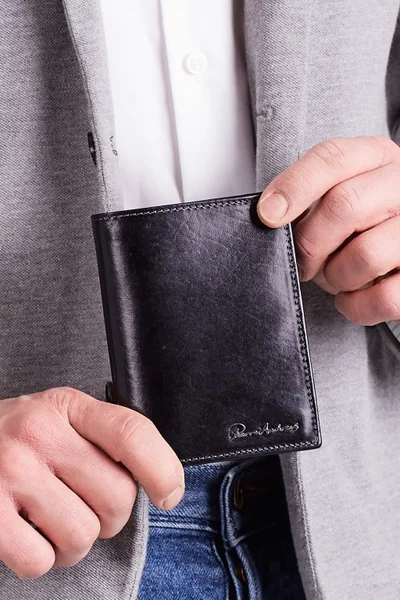 Elegantní pánská černá kožená peněženka FPrice