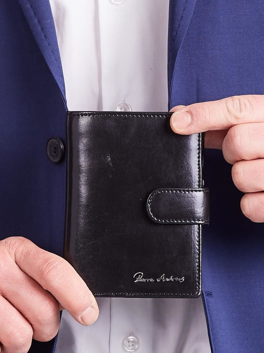 Pánská černá kožená vertikální peněženka FPrice, jedna velikost i523_2016101764770