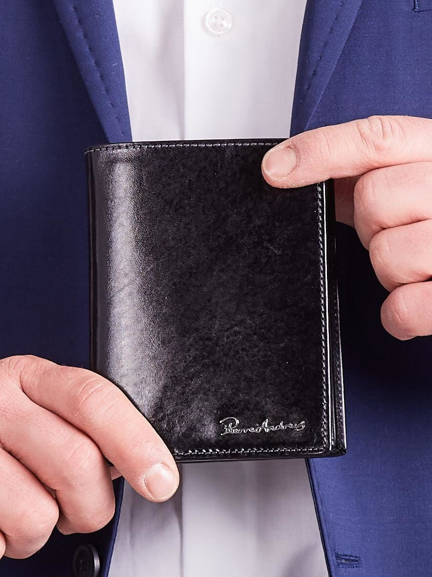 Vertikální černá kožená peněženka FPrice, jedna velikost i523_2016101764510