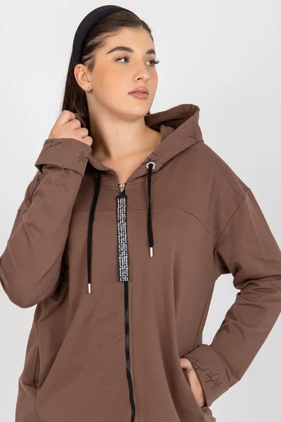 Dámská hnědá oversized mikina na zip Fashionhunters