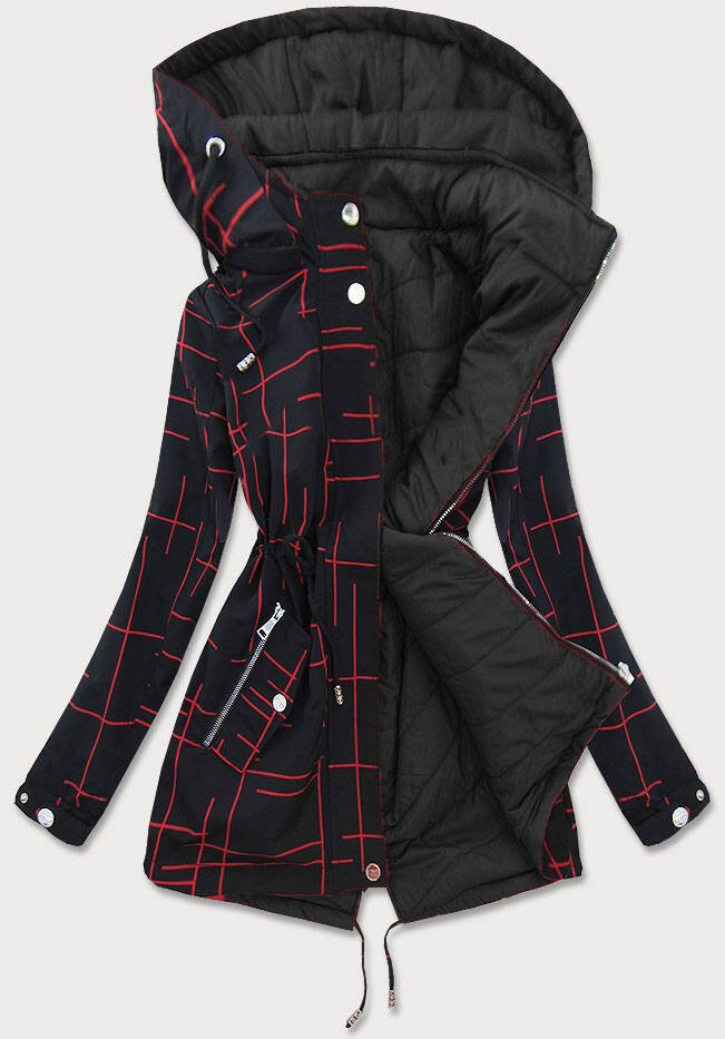 Černo-červená oboustranná bunda pro ženy parka 2E46 SPEED.A, odcienie czerwieni 46 i392_15877-R