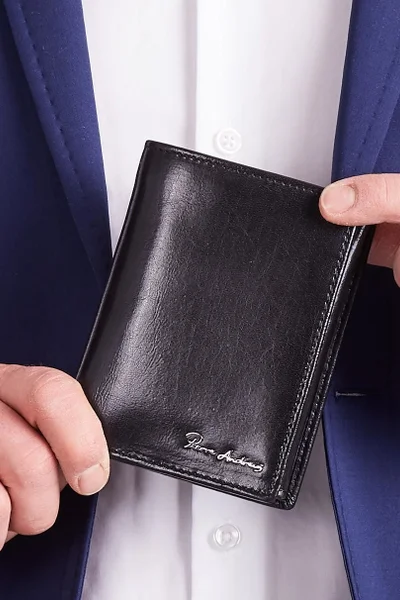 Vertikální peněženka pro muže v černé kůži FPrice