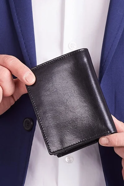 Vertikální peněženka pro muže v černé kůži FPrice