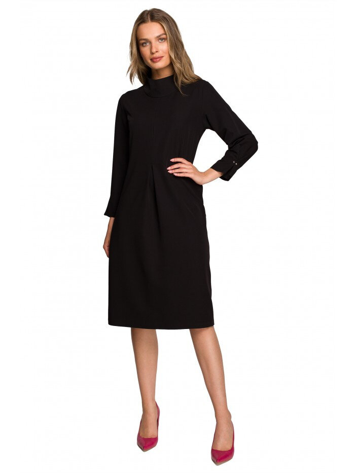 Dámské GT271 Volné šaty s vysokým límcem - černé Style, EU S i529_1730528498436710474