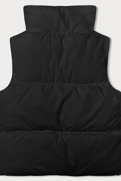 Černá péřová dámská vesta s vysokým límcem od J.STYLE