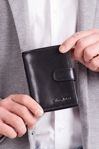 Černá elegantní pánská kožená peněženka FPrice