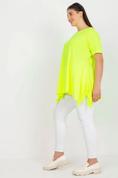 Fashionhunters fluoro žlutá viskózová halenka plus size