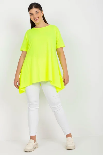 Fashionhunters fluoro žlutá viskózová halenka plus size