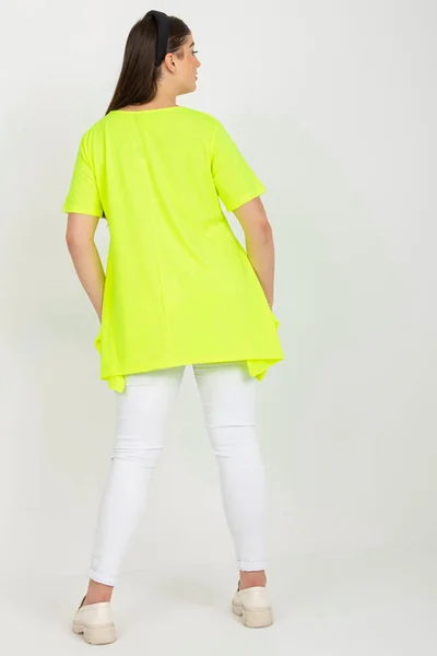 Fashionhunters fluoro žlutá viskózová halenka plus size