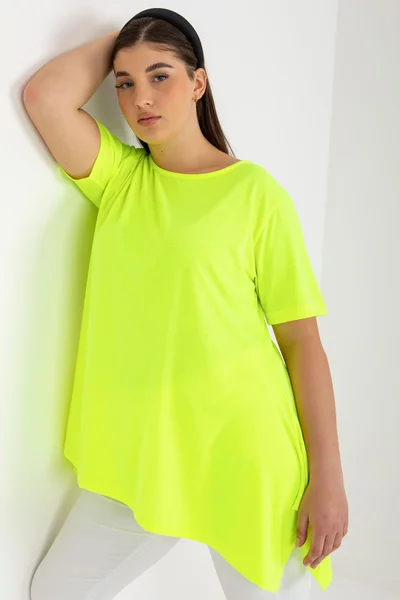 Fashionhunters fluoro žlutá viskózová halenka plus size