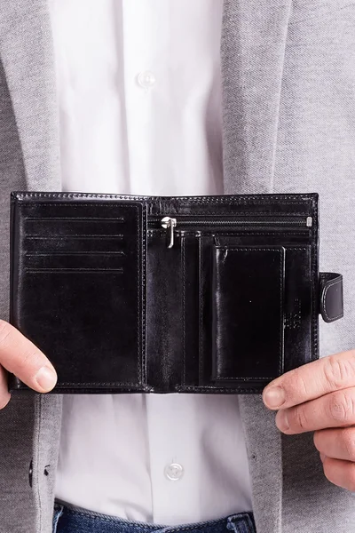 Elegantní pánská černá kožená peněženka FPrice