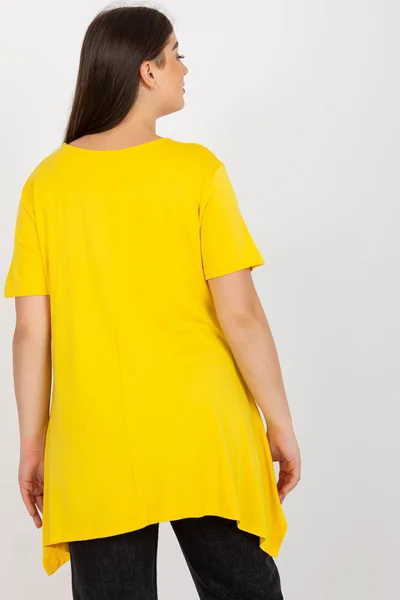 Žlutá dámská halenka plus size s krátkým rukávem Fashionhunters