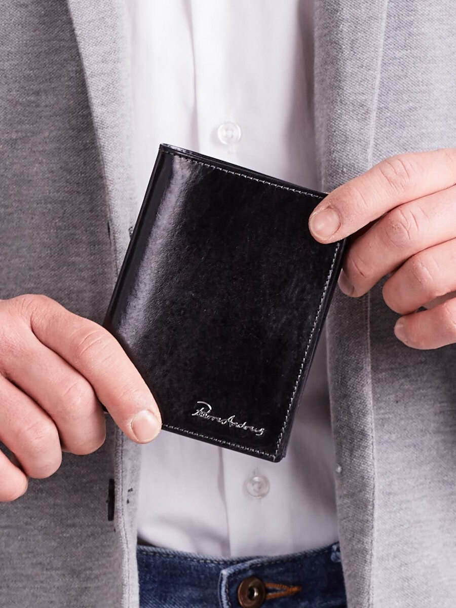 Pánská vertikální černá kožená peněženka FPrice, jedna velikost i523_2016101764480