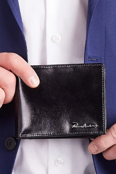 Pánská dlouhá černá kožená peněženka FPrice