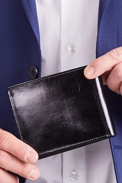 Pánská dlouhá černá kožená peněženka FPrice