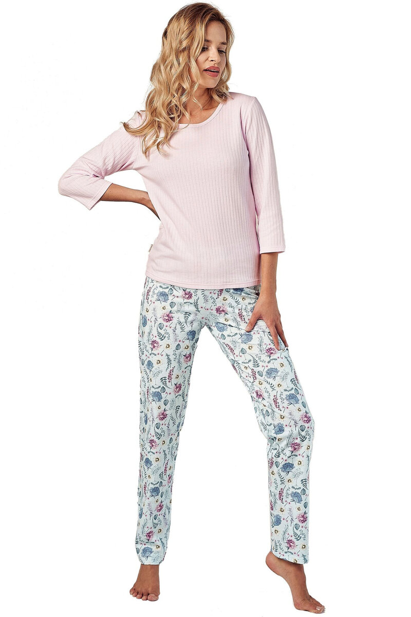 Růžové pyžamo pro ženy Amora v tričku a dlouhých kalhotách, vícebarevná XL i41_9999932893_2:vícebarevná_3:XL_