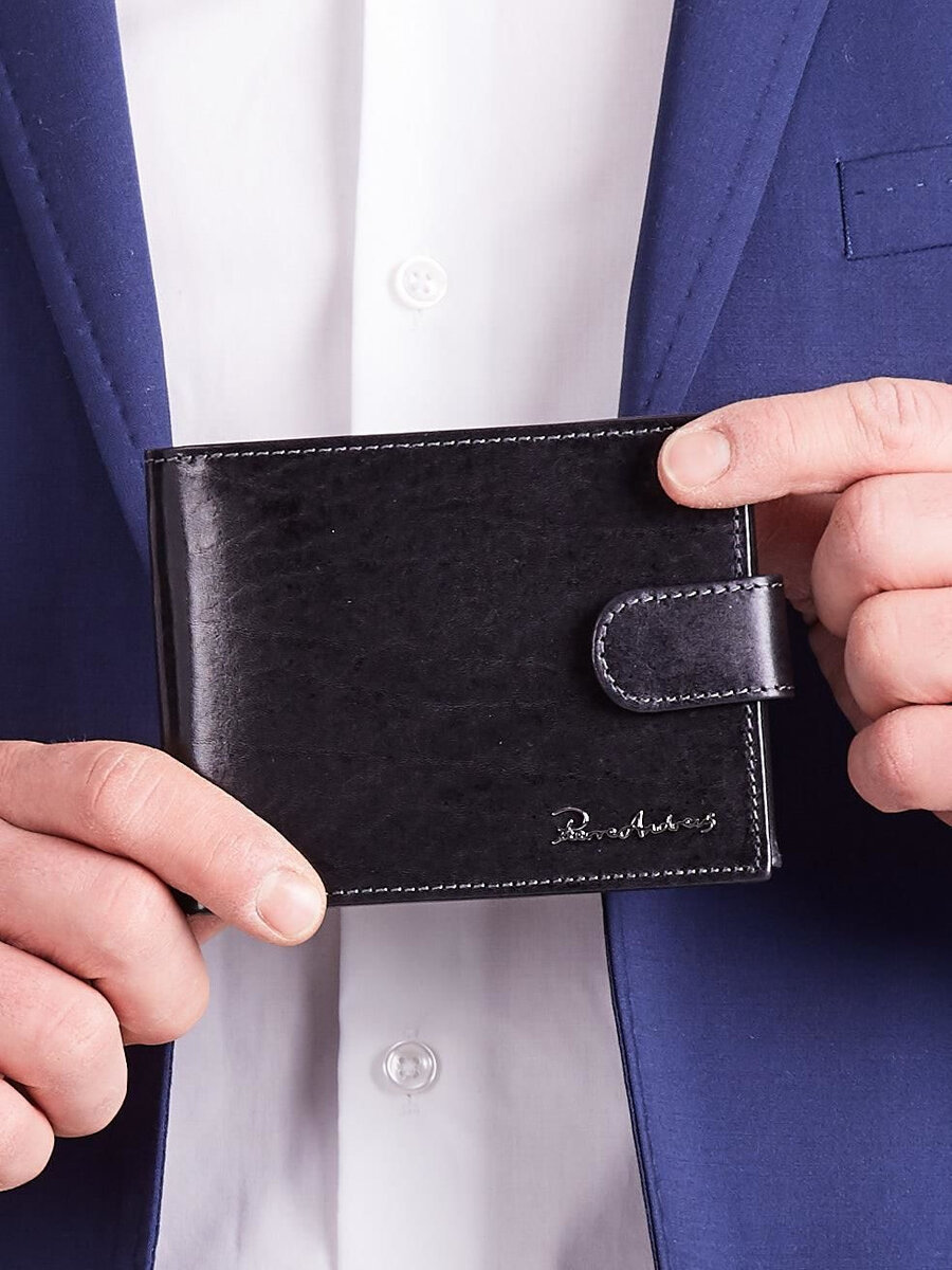 Pánská vodorovná černá kožená peněženka FPrice, jedna velikost i523_2016101764541