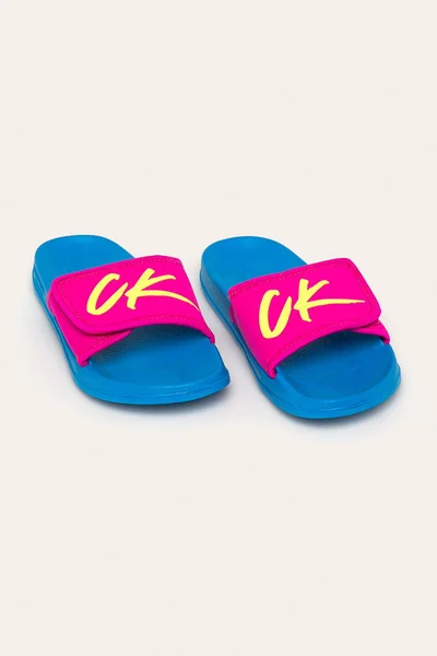 Dámské pantofle QE1 modrorůžová - Calvin Klein