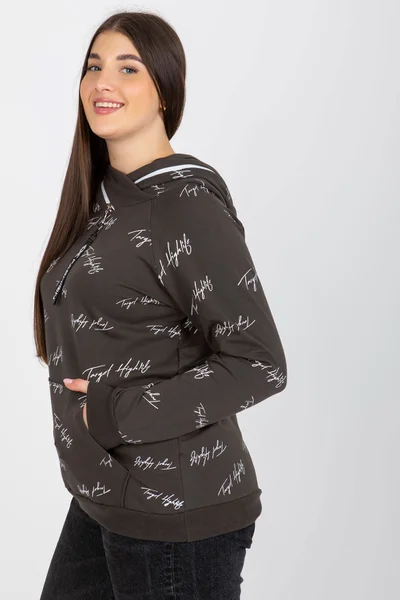 Khaki dámská plus size mikina s designem - Fashionhunters