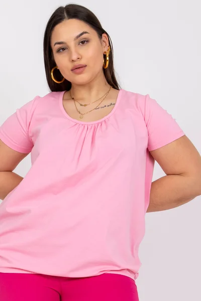 Dámská plus size růžová halenka Celeste Fashionhunters