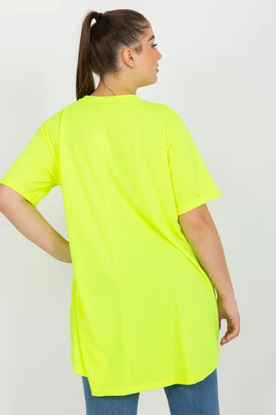 Fashionhunters Fluo žlutá plus size dámská halenka