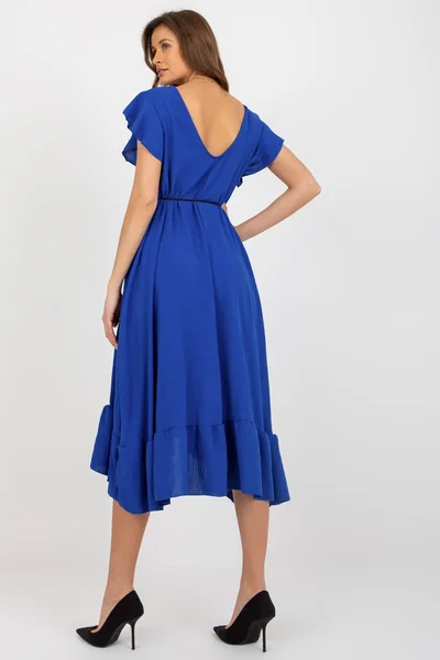 Kobaltové dámské šaty FPrice s unikátním střihem