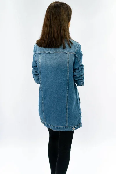 Dlouhá světle modrá dámská džínová oversize bunda 29P9Z IZZY DENIM