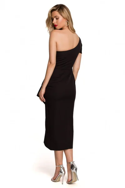 Černé večerní šaty s asymetrickým ramenem - Elegantní Přitažlivost