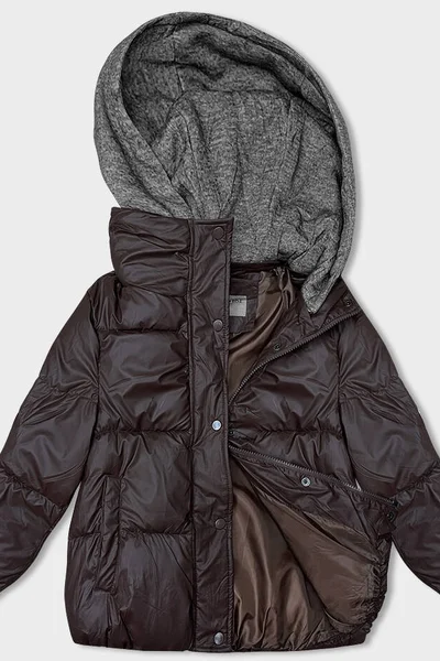 Zimní bunda s odnímatelnou kapucí S'WEST - Hnědá péřová